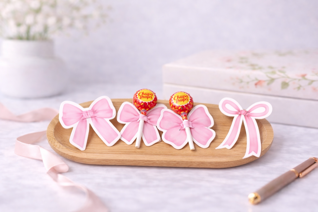 Pink Eid Bow 7er Set